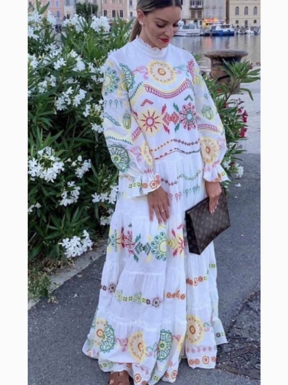 ZARA White Embroidered Maxi Dress - Picture 2 of 10
